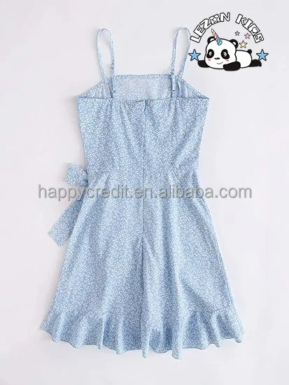 LEZONKIDS - High Quality Floral Print Sleeveless Summer Beach Casual A-line girls Spaghetti Strap Dress
